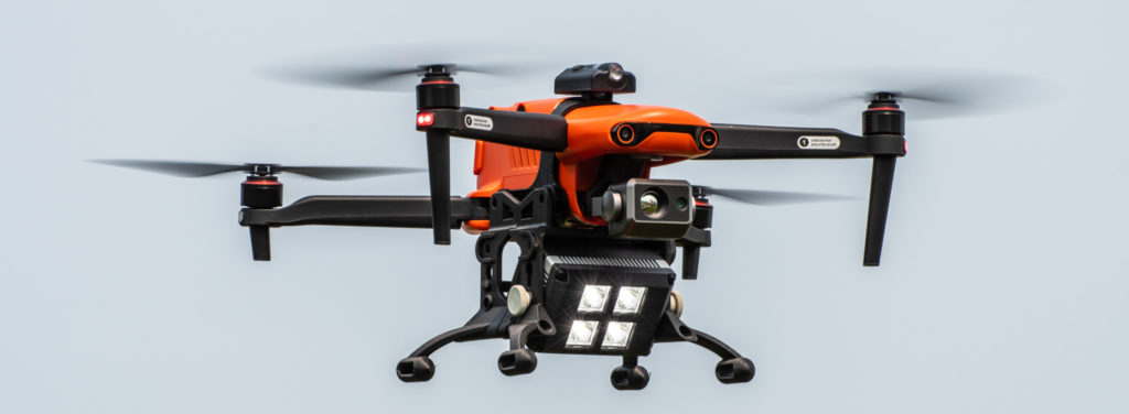 Autel EVO II equipped with a EXOLANDER© DRONE SYSTEM, D100 Spotlight and D3060 anti-collision light
