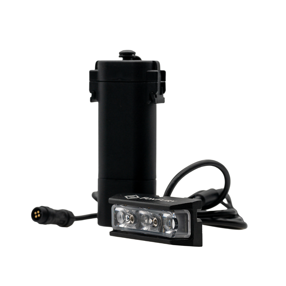 Taker B40 shield light, three-quarter view showing the light head and battery pack